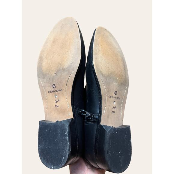 Corso Como Black Leather Mid-Calf Belted Equestrian Biker Boots Size 8 - Picture 6 of 6